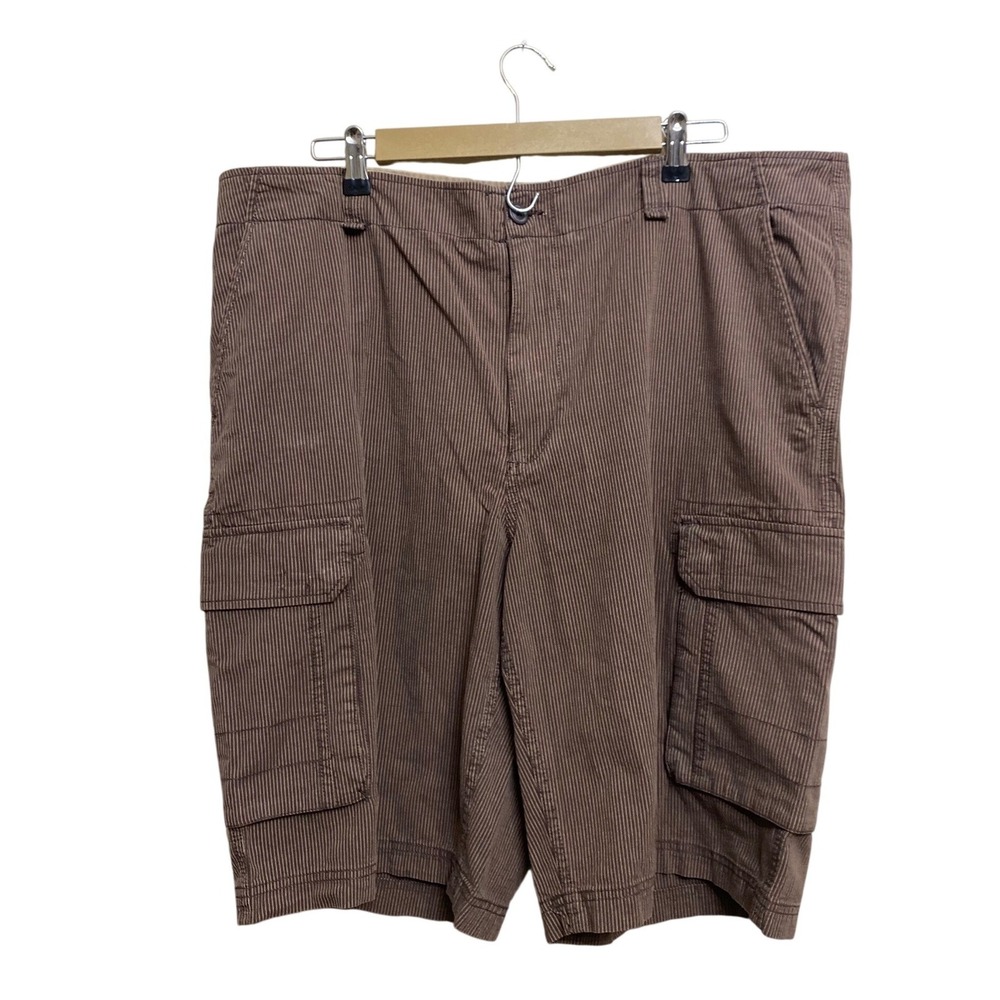 Ocean Pacific OP Mens Brown Pinstripe Cargo Shorts Casual Outdoor Utility